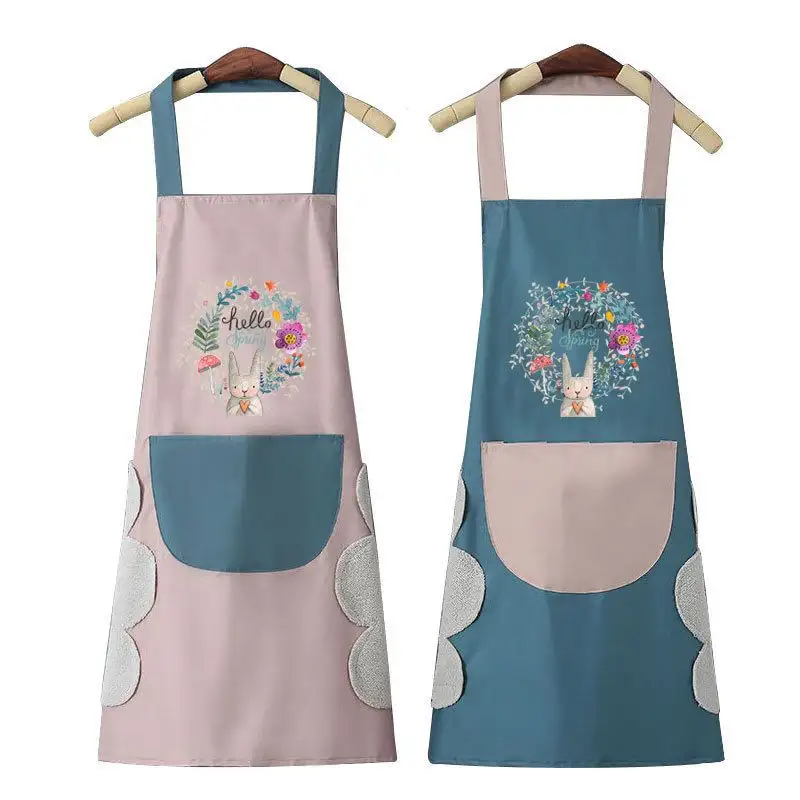 2 পিচ-Cooking Apron With Pocket ( Blue & Pink )